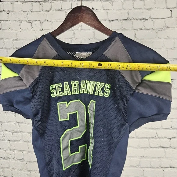 Seattle Seahawks #21 Youth Small Jersey Blue Green Kids Football NFL Style - Picture 6 of 7